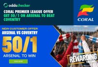 Coral Premier League Offer: Get 50/1 on Arsenal to Beat Coventry