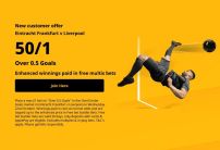 Betfair UCL Offer: Get 50/1 on Over 0.5 Goals in Frankfurt v Liverpool