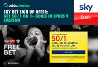 Spurs v Everton Offer: Get 50/1 on 1+ Goals Scored with Sky Bet