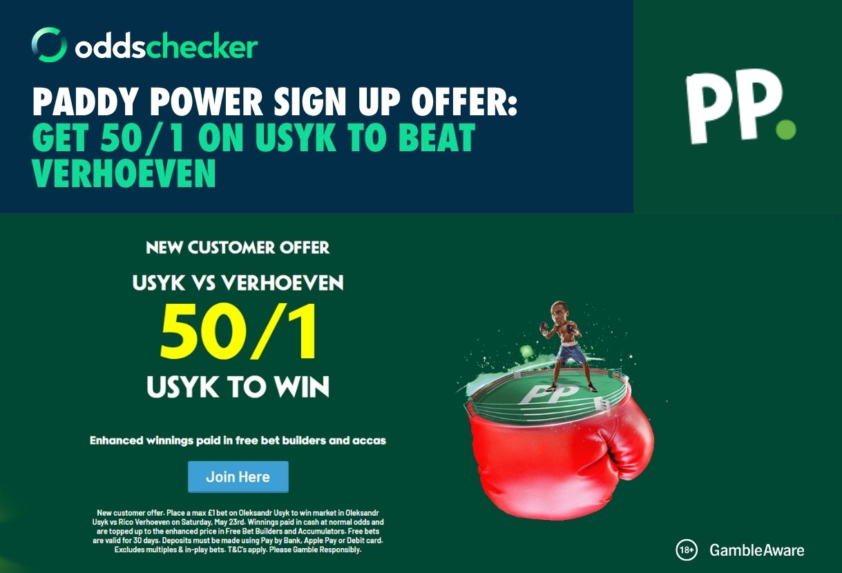 Paddy Power Sign Up Offer: Get 50/1 on Usyk to Beat Verhoeven