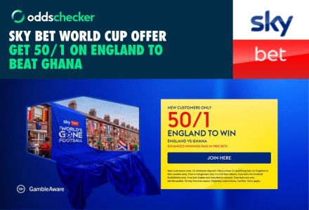 Get 50/1 on England to Beat Ghana with the Sky Bet World Cup Offer