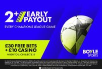 BOYLESports Sign Up Offer: Get £40 in Free Bets +2 Goals Ahead Early Payout for Every UCL Game