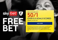Sky Bet Sign Up Offer: Get 50/1 on Over 0.5 Goals in Arsenal v Man United