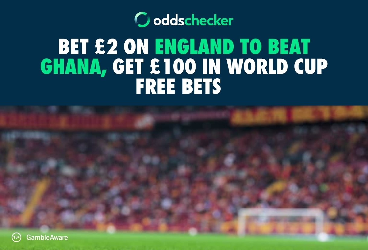 Bet £2 on England to Beat Ghana, Get £100 in World Cup Free Bets