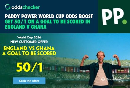 Paddy Power England v Ghana Odds Boost: Get 50/1 on a Goal to be Scored in the Game