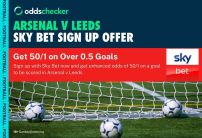 Arsenal v Leeds Sky Bet Offer: Get 50/1 on a Goal to be Scored in the Game