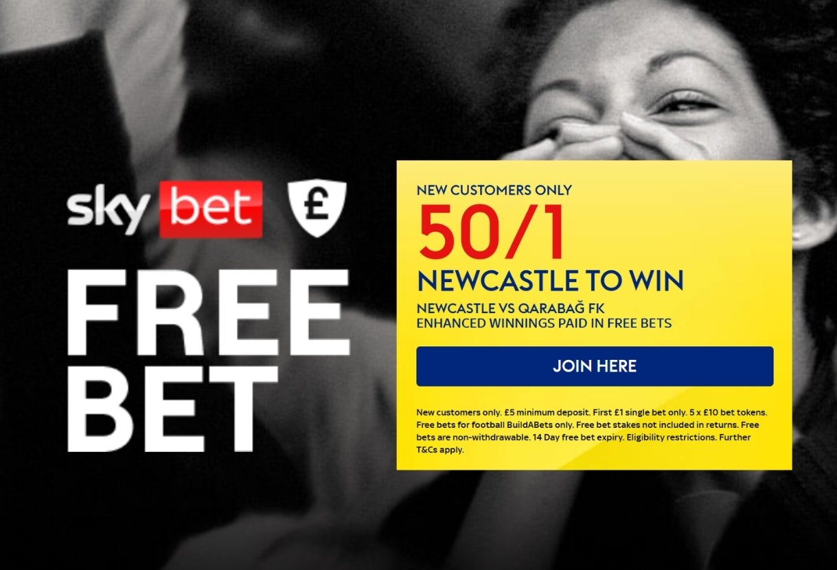 Sky Bet UCL Offer: Get 50/1 on Newcastle to Beat Qarabag tonight 