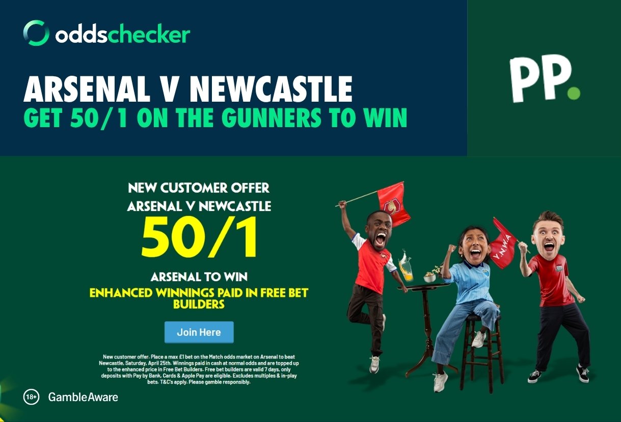 Paddy Power Offer: Get 50/1 on Arsenal to Beat Newcastle