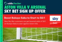 Sky Bet Offer: Enhanced 50/1 Odds that Bukayo Saka Starts for Arsenal Against Villa