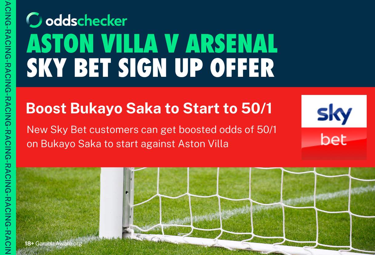 Sky Bet Offer: Enhanced 50/1 Odds that Bukayo Saka Starts for Arsenal Against Villa
