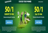 Paddy Power Ryder Cup Offer: Get 50/1 on Europe or USA to Win 