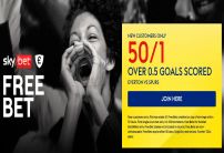Everton v Spurs Offer: Get 50/1 On Over 0.5 Goals with Sky Bet
