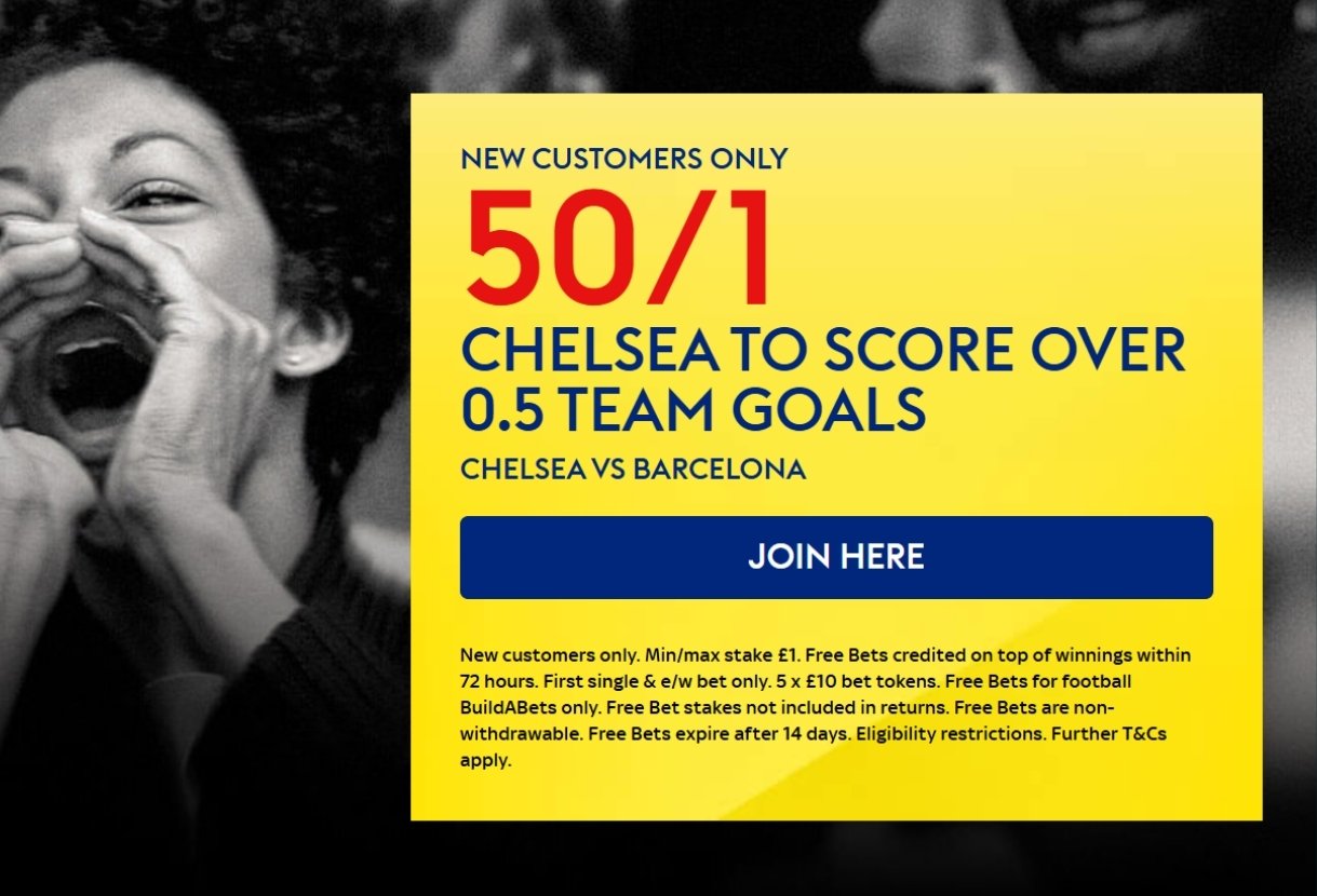 Chelsea v Barcelona Offer: Get 50/1 on Chelsea to Score with Sky Bet