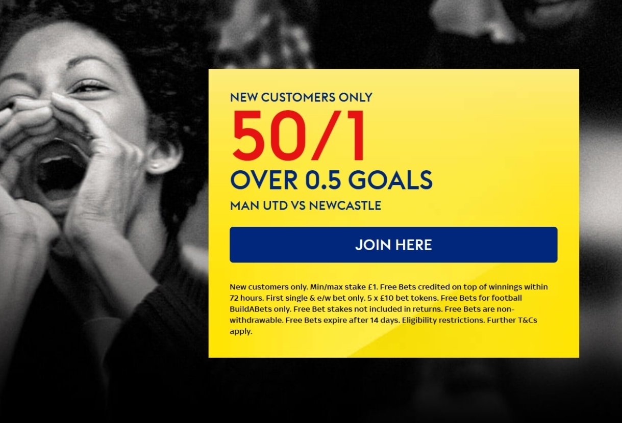Sky Bet Boxing Day Offer: Get 50/1 on Over 0.5 Goals in Man United v Newcastle