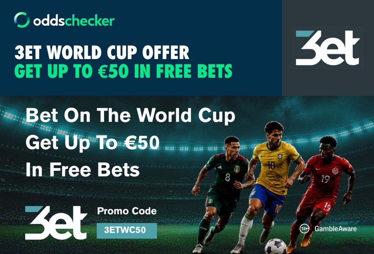 Get up to €50 in Free Bets with 3et's World Cup Welcome Offer