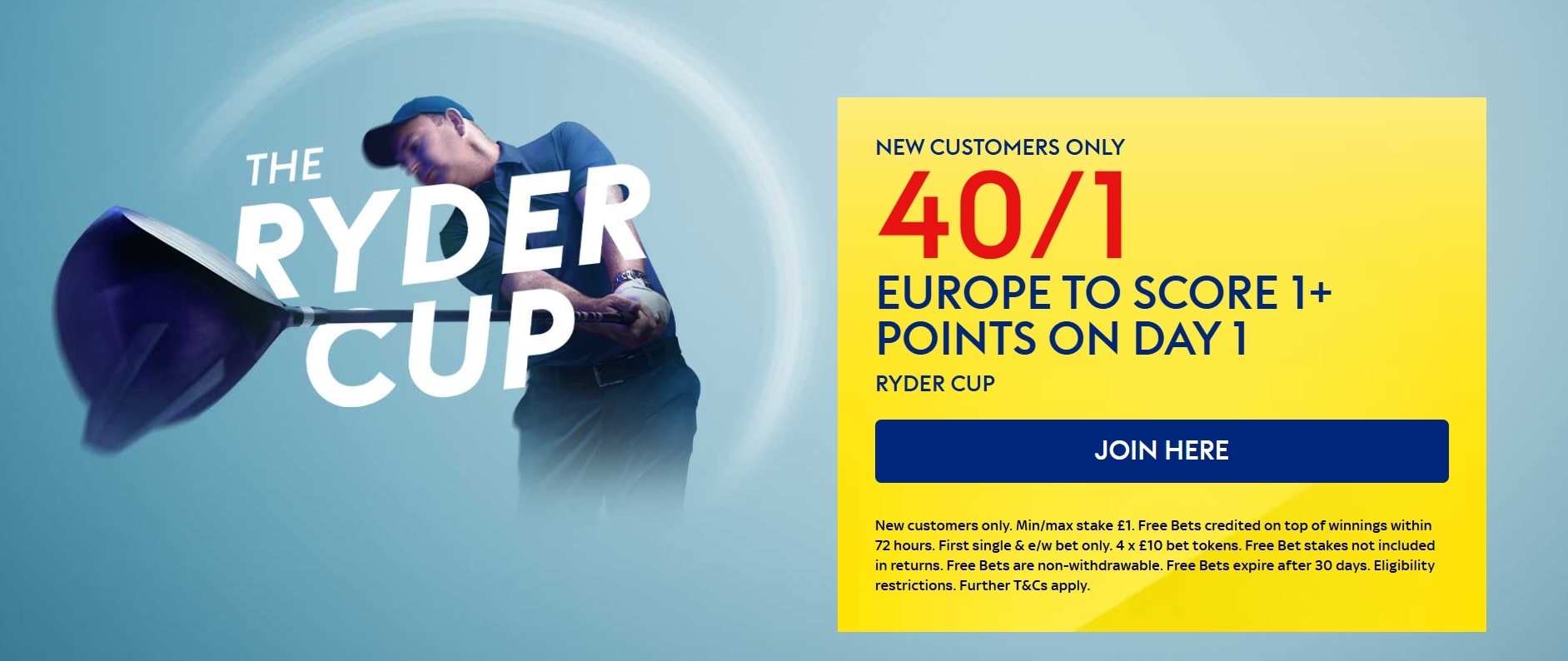 Sky Bet Ryder Cup Offer: Get 40/1 on Team Europe to Score 1+ Points on Opening Day