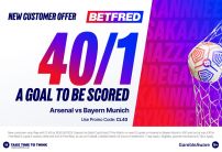 Betfred UCL Sign Up Offer: Get 40/1 on Over 0.5 Goals in Arsenal v Bayern Munich 