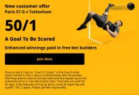 PSG v Tottenham UCL Offer: Get 50/1 on a Goal to be Scored with Betfair 