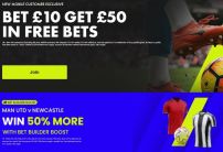 BOYLE Sports Exclusive Offer: Bet £10, Get £50 in Free Bets Plus 50% Bet Builder Boost for Man United v Newcastle 