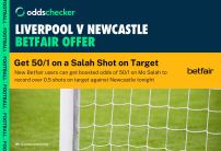 Betfair Liverpool v Newcastle Offer: Get 50/1 on Salah to Have Over 0.5 Shots on Target