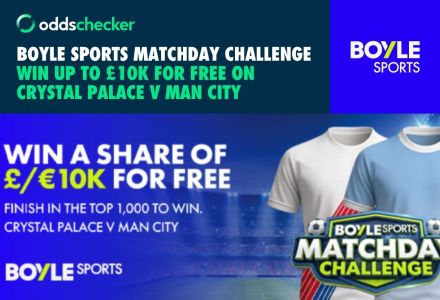 BOYLE Sports Matchday Challenge: Win up to £10k for Free on Crystal Palace v Man City