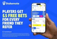 Players get £5 in Free Bets for every friend they refer on Stakemate