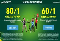 Paddy Power Offer: Get 80/1 on Chelsea or 60/1 on Arsenal to Win