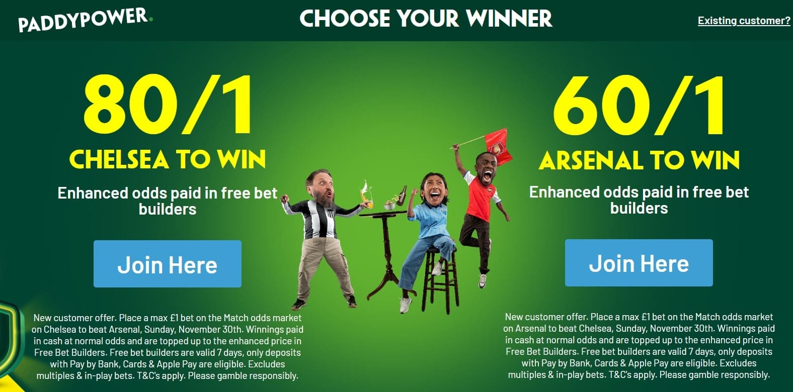 Paddy Power Offer: Get 80/1 on Chelsea or 60/1 on Arsenal to Win