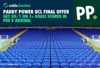 Paddy Power UCL Final Offer: Get 50/1 on 1+ Goals in PSG v Arsenal