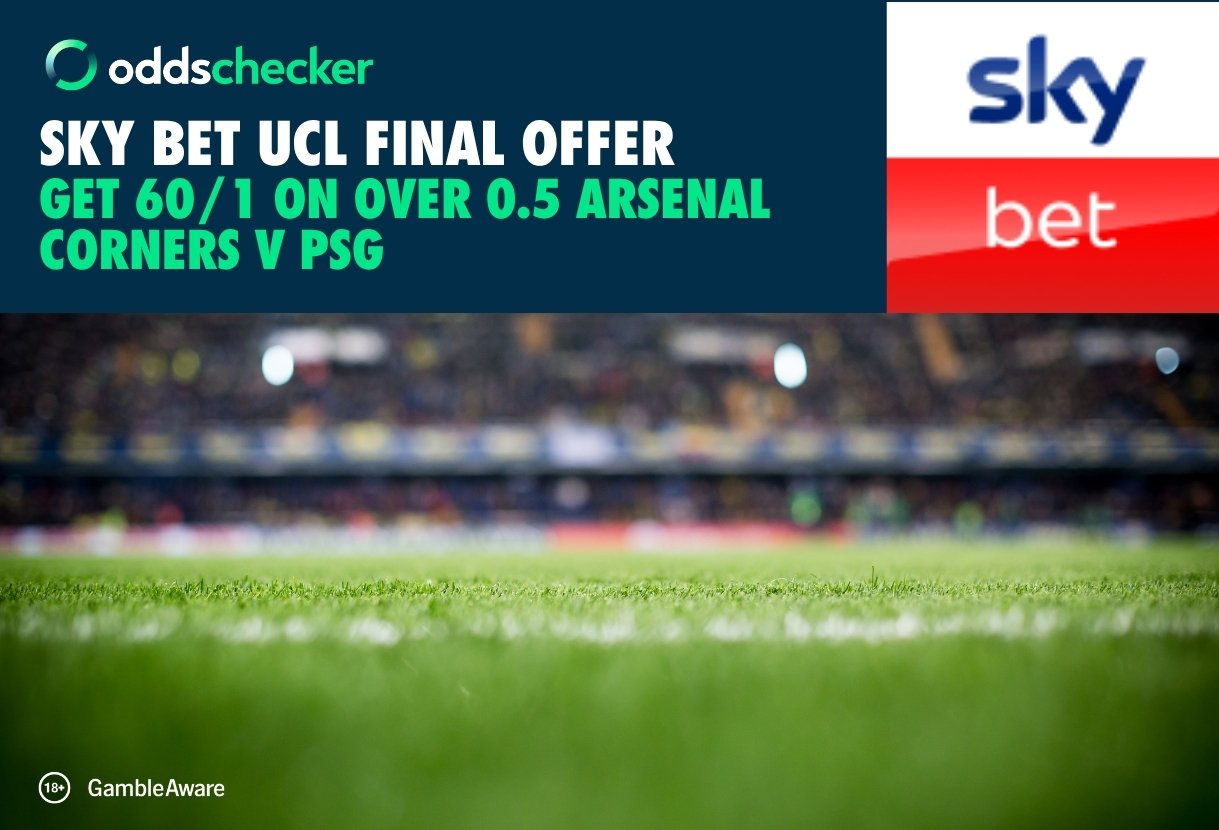 Sky Bet PSG v Arsenal Offer: Get 60/1 on 1+ Arsenal Corners in the UCL Final
