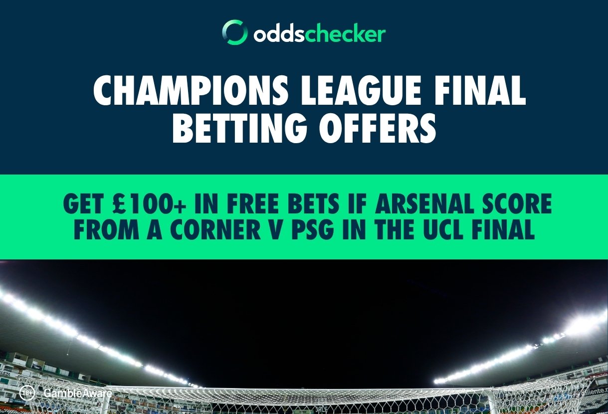 Get £100+ in Free Bets if Arsenal Score from a Corner v PSG in the UCL Final