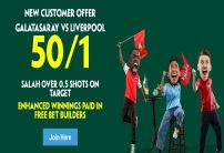Galatasaray v Liverpool Paddy Power Offer: 50/1 Salah to Have a Shot On Target