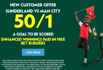 Sunderland v Man City Offer: Get 50/1 on a Goal to be Scored with Paddy Power