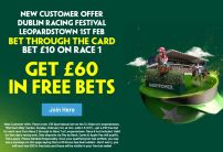 Paddy Power Dublin Racing Festival Offer: Bet £10 on Race 1, Get £60 in Free Bets