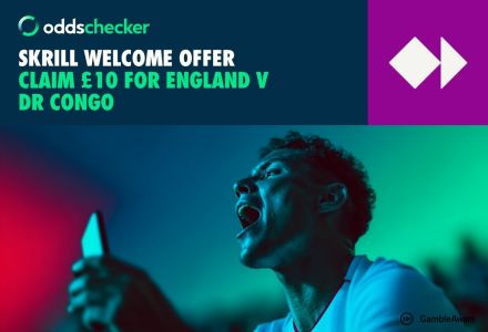 Claim a £10 Bonus with Skrill for England v DR Congo