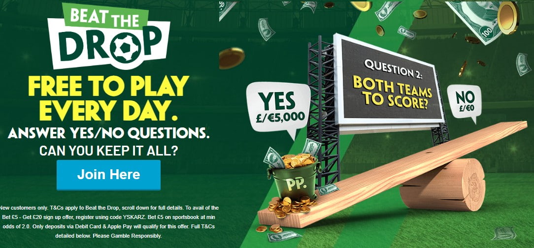 Win Up to £1m with Paddy Power's Beat The Drop, Play for Free