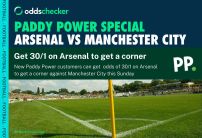 Paddy Power Arsenal vs Manchester City Offer: Get 30/1 on Arsenal to Get a Corner