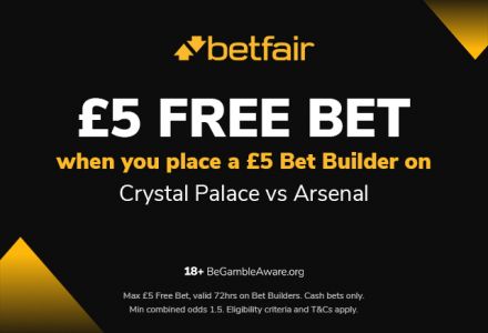 Crystal Palace vs Arsenal Bet Builder Tips: Betfair Free Bet Offer & 9/1 Acca Scout Selection
