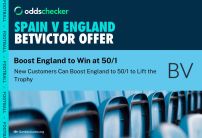 BetVictor 50/1 England Odds Boost For England to Beat Spain in the Euro 2024 Final