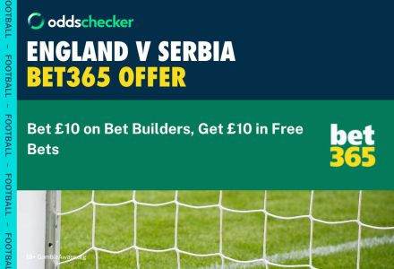 bet365 England v Serbia Offer: Bet £10 on Bet Builders, Get £10 in Free Bets