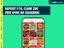 Deposit £10, Get 200 Free Spins No Wagering Requirements 
