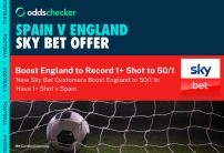 Sky Bet England 50/1 Odds Boost For 1+ England Shot v Spain in the Final