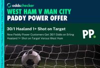 30/1 Haaland Paddy Power Offer: Get 30/1 Odds Haaland Has 1+ Shot on Target v West Ham