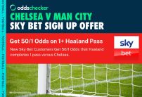 Sky Bet 50/1 Chelsea v City Odds Boost: Get 50/1 Odds Erling Haaland Completes a Pass 