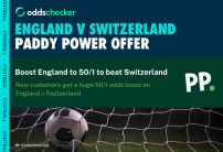 Paddy Power 50/1 England Odds Boost: Enhanced Price for England to Beat Switzerland