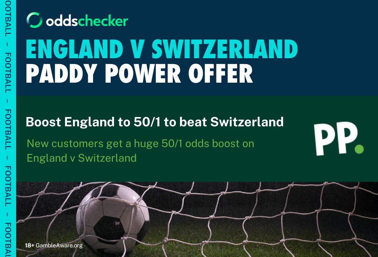 Paddy Power 50/1 England Odds Boost: Enhanced Price for England to Beat Switzerland
