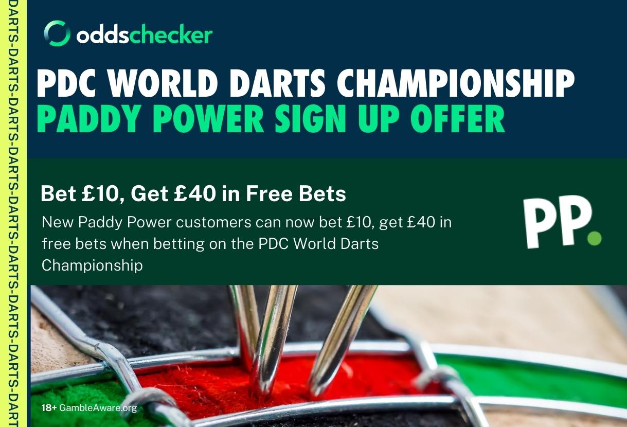 Paddy Power Sign Up Offer: Bet £10, Get £40 in Free Bets When Betting on the PDC World Darts Championship