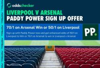 Paddy Power Offer: Get 70/1 Arsenal or 50/1 Liverpool