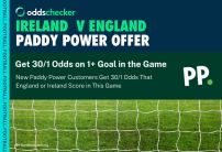 Paddy Power 30/1 Odds Boost: Get an Enhanced Price on 1+ Goal in Ireland v England