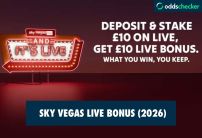Sky Vegas Live Casino – Stake £10 on Live, Get a £10 Live Bonus!